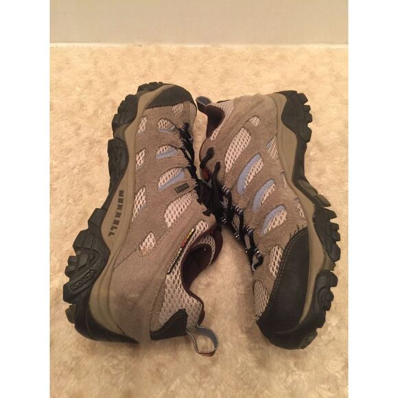 Merrell Womens Shoes Sz 9 Vibram Soles Brown Lt Blue Hiking Camping Outdoor S2 - Picture 7 of 12